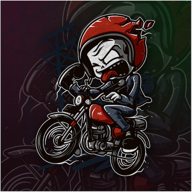 Motocicleta linda que monta el cráneo