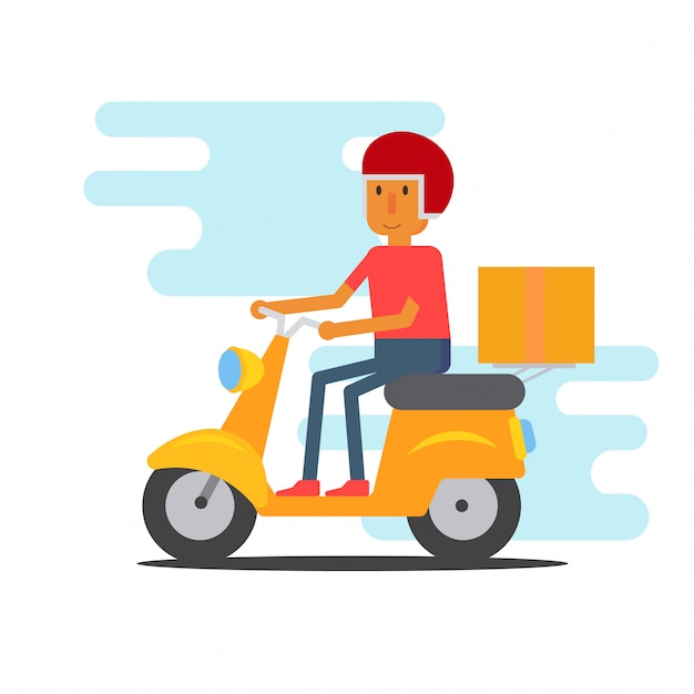 motocicleta mensajero hombre diseño plano