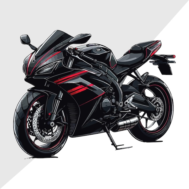una motocicleta negra y roja con una imagen de una motocicleta en ella