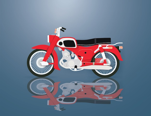 Vector motocicleta roja en el fondo azul