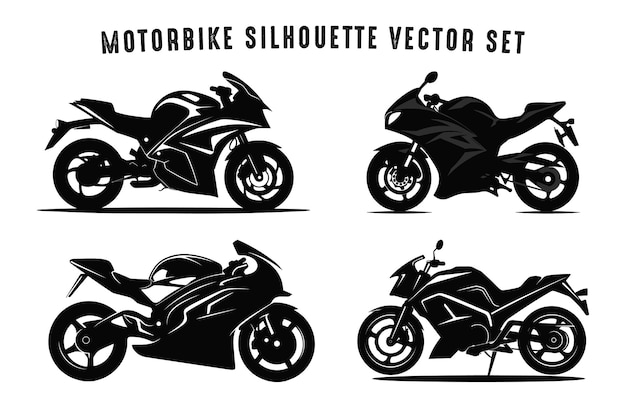 Motocicleta vector negro silueta paquete siluetas de motocicleta juego de clipart