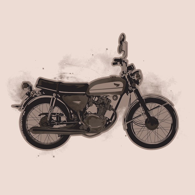 Motocicleta de la vendimia. Motocicleta dibujada a mano. Ilustración vectorial