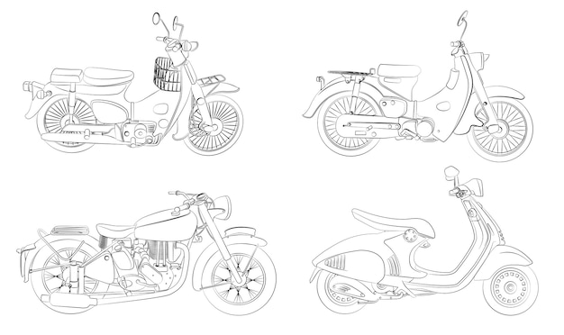 Motocicletas de dibujos animados página para colorear para niños