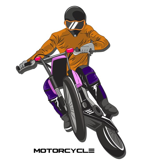 Motociclista de carreras a alta velocidad