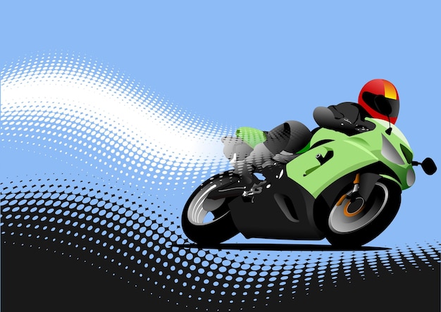 Motociclista en la carretera Vector 3d ilustración