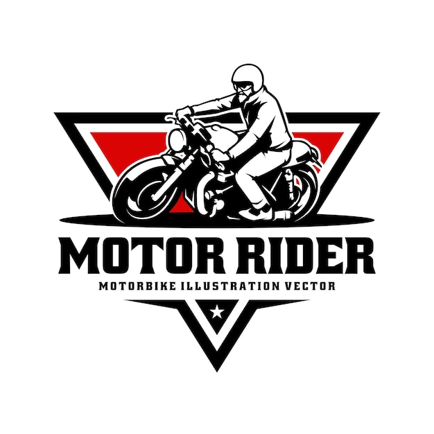 Motociclista montando aventura motocicleta ilustración logo vector