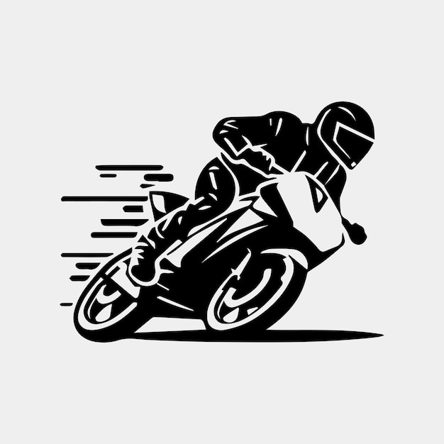 motociclista silueta vectorial aislada en blanco