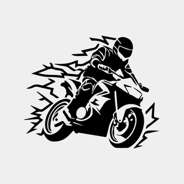 Motociclista silueta vectorial aislada en blanco