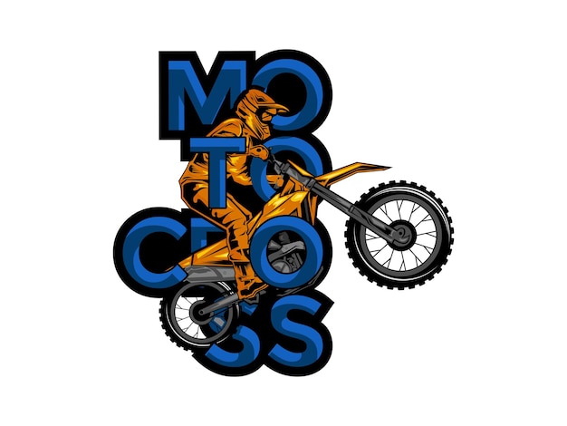 motocross con un piloto en una motocicleta Ilustración vectorial del logotipo de motocross