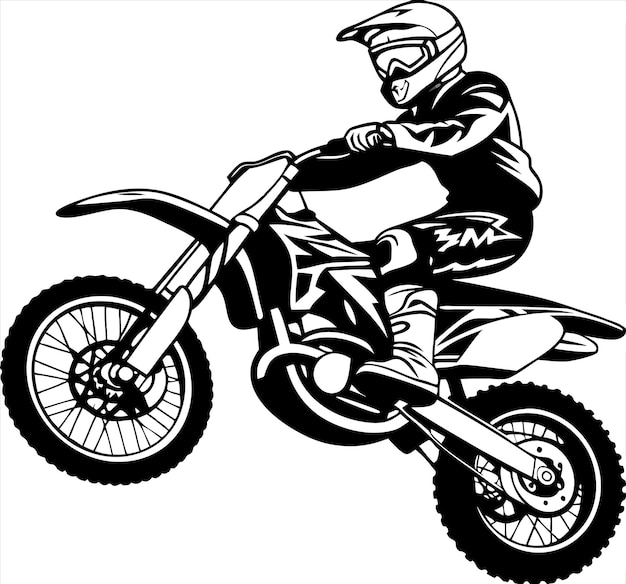 Motocross Rider Acción Bicicleta Casco Gafas de protección Salta Velocidad Bicicleta de tierra Deporte extremo Adrenalina Rusia