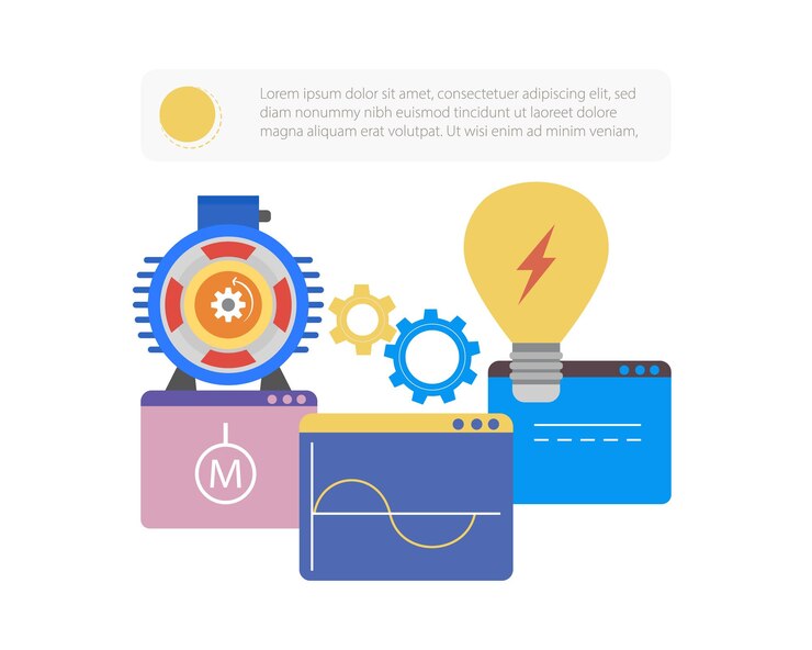Vector motor eléctrico en gráfico simple