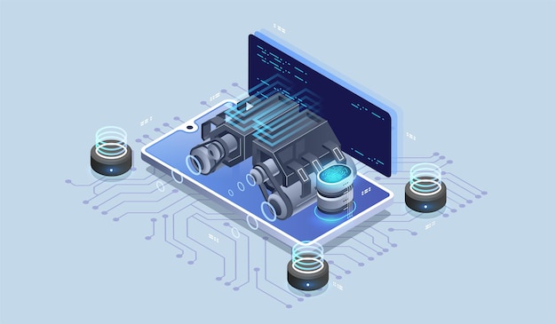 Motor web, herramientas de programación. Desarrollo de software. Visualización de tecnología.