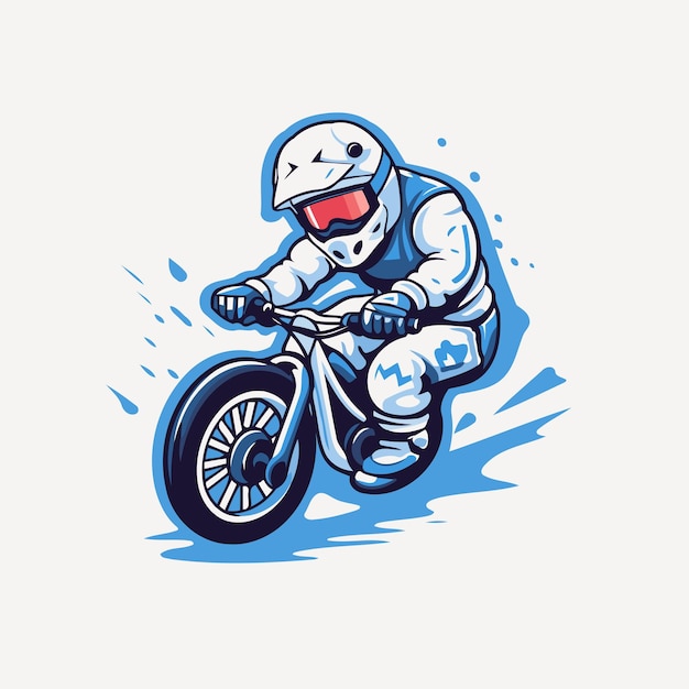 Vector motorista de montaña ilustración vectorial de un piloto de motocross en una motocicleta