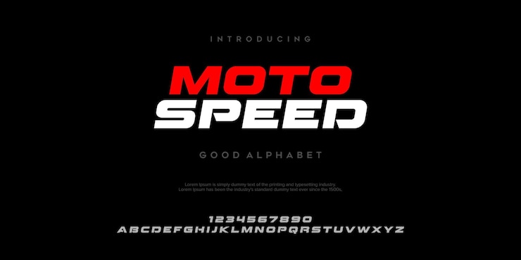 Vector motospeed futurista minimalista pantalla diseño de fuente alfabeto tipografía letras tipografía