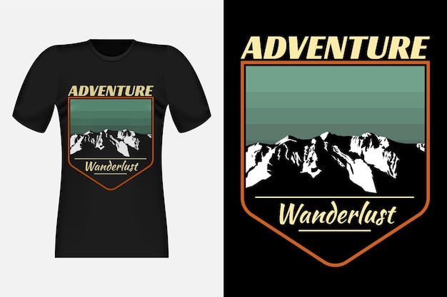 Vector mountain adventure hand drawn style diseño de camiseta retro vintage