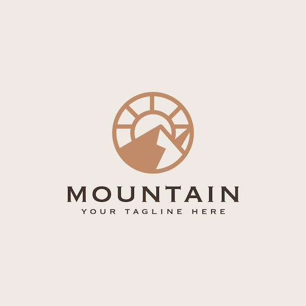 Mountain adventure y outdoor vintage logo plantilla insignia o emblema estilo vector ilustración