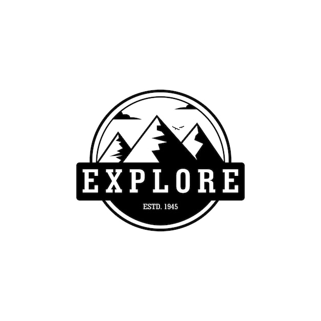 Mountain Adventure Wild Logo Vector Ilustración Diseño Emblema Vintage