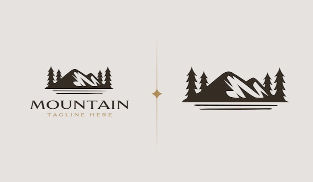 Mountain and Sun Rays Mount Peak Hill Nature Landscape vista para la plantilla de logotipo Adventure Outdoor