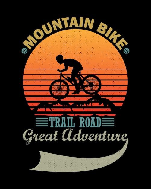 Vector mountain bike trail road gran aventura bicicleta custom vintage tshirt design