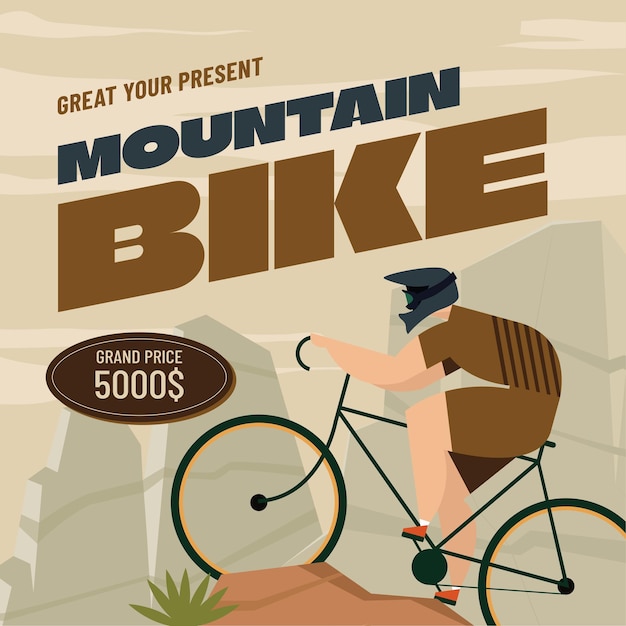 Vector mountain biking illustration