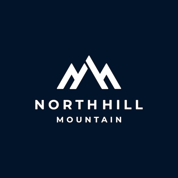 Mountain hill peak summit con letra inicial nh hn logo design inspiration