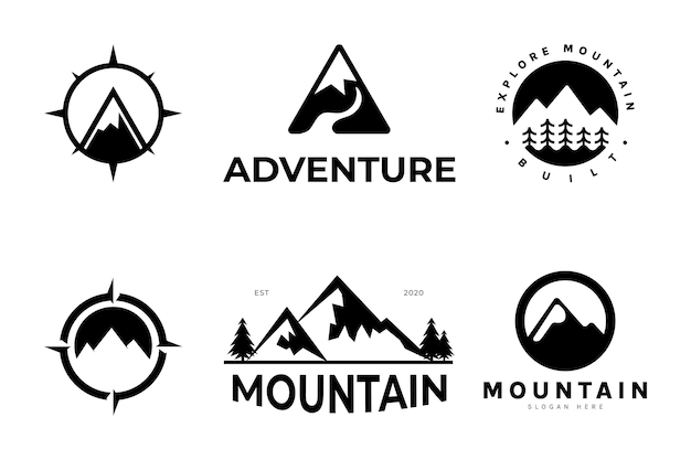 Mountain logo design bueno para aventuras al aire libre, senderismo y viajes.