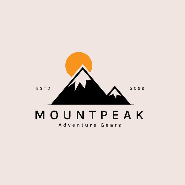 Mountain Logo Design Bueno para aventuras al aire libre, senderismo y viajes.
