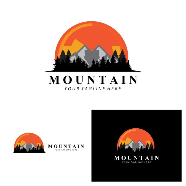 Mountain Logo Design Vector Place para los amantes de la naturaleza Hiker