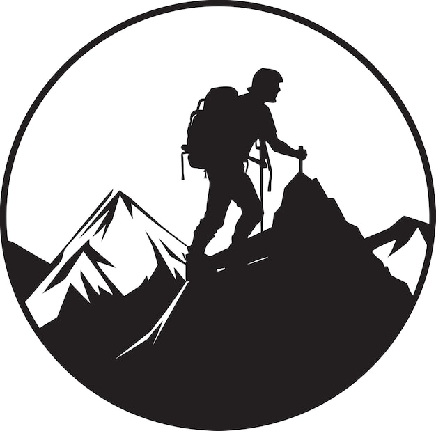 Vector mountain peak achiever diseño vectorial de escalador robusto icono negro