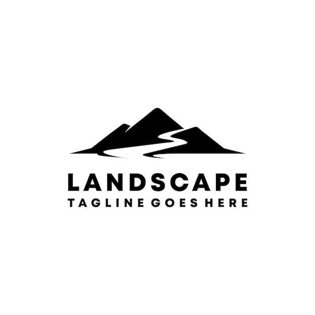 Mountain Peaks River Creek Diseño de logotipo simple Vector