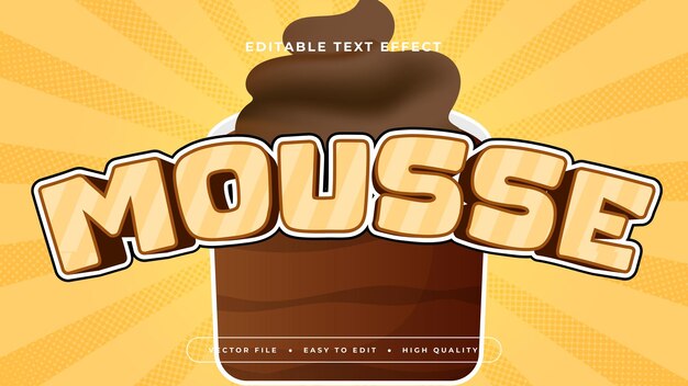 Mousse amarillo blanco y marrón estilo de fuente de efecto de texto editable en 3D