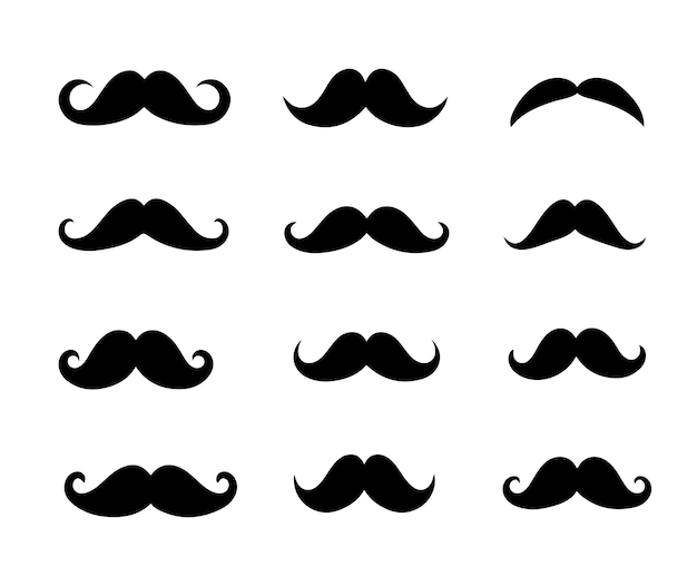 Moustache set vintage hipster cartoon vector