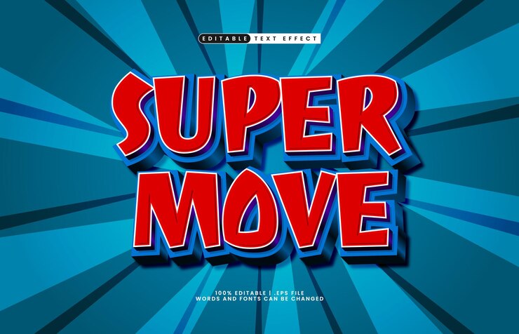 Vector mover efecto de texto súper editable con un juego y estilo de texto para niños