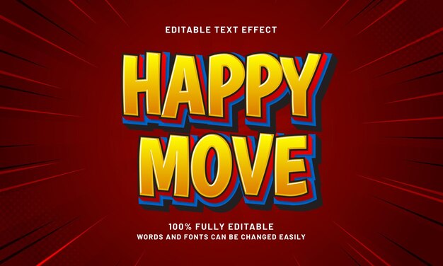 mover efectos de texto editables con un juego y un tema feliz