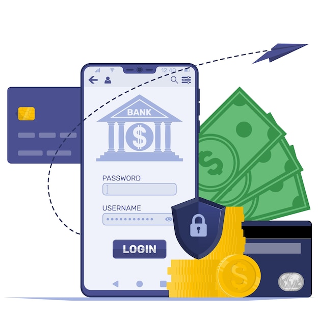 Móvil con aplicación bancaria
