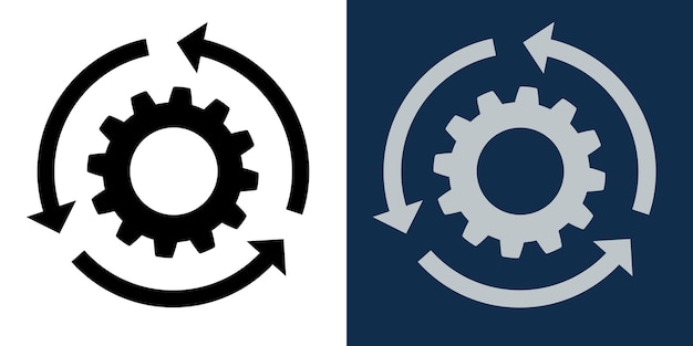 Movimiento de engranajes con flechas circulares Mecanismo Concepto de ciclo industrial Rueda giratoria o icono de engrenaje