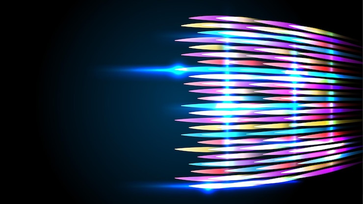 Vector movimiento moderno de tecnología abstracta de alta velocidad rutas de luz de movimiento dinámico con efecto de desenfoque de movimiento en un fondo oscuro patrón de tecnología futurista para el diseño de banners o carteles