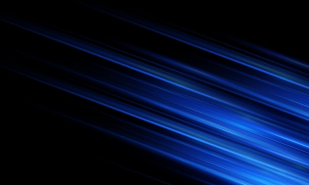 Movimiento rápido de rayos de luz láser azul aislados en fondo negro Efecto de luz abstracto