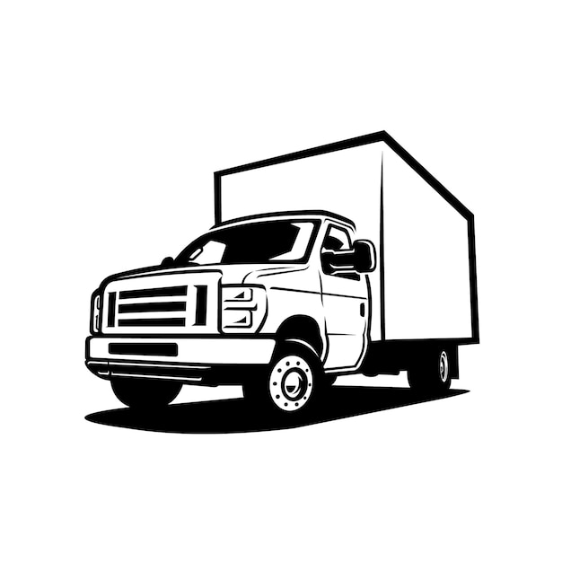 Moving Truck Box Vector Silhouette aislado Mejor para la industria relacionada con la compañía de camiones de alquiler