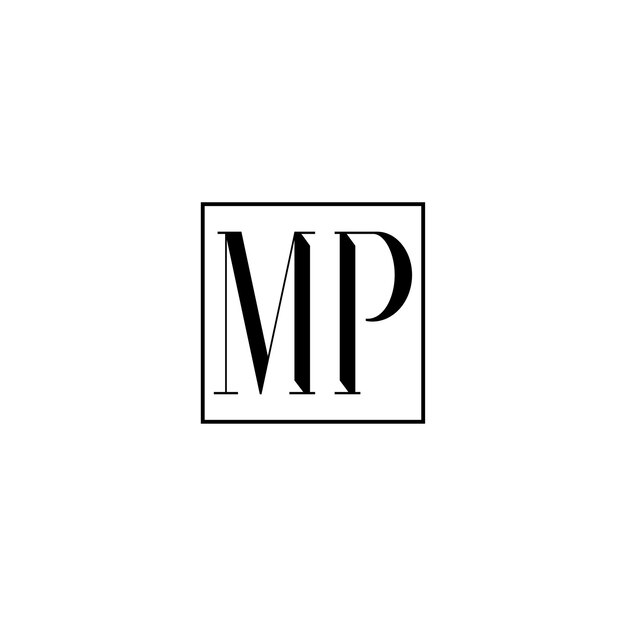 MP monograma logotipo diseño letra texto nombre símbolo monocromo logotipo alfabeto carácter simple logotipo