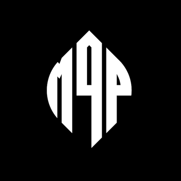 MQP diseño de logotipo de letras circulares con forma de círculo y elipse MQP letras elípticas con estilo tipográfico Las tres iniciales forman un logotipo de círculo MQP emblema de círculo Monograma abstracto letra marca vector