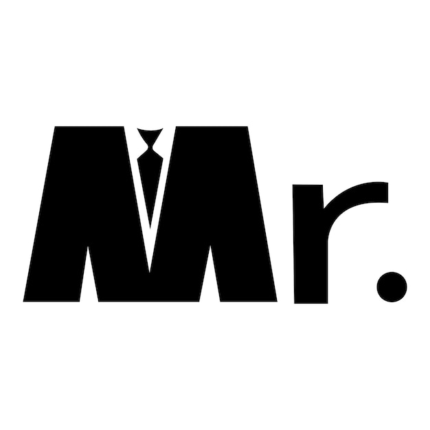 Mr logo con traje y corbata