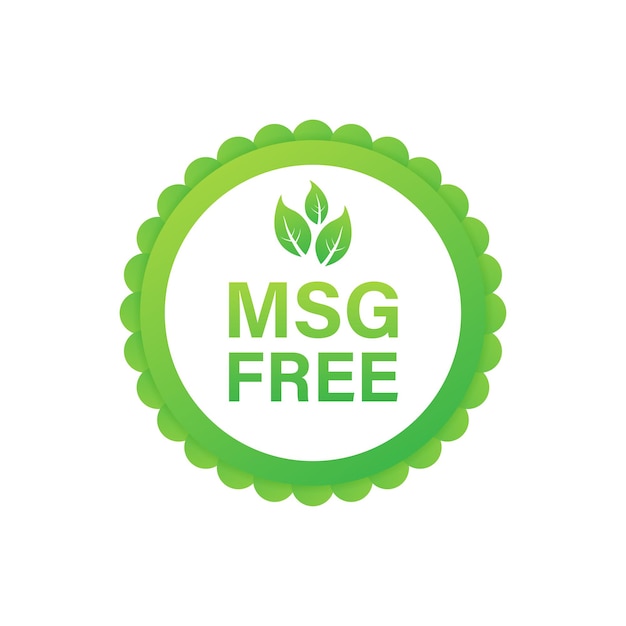 Msj gratis. Glutamato sin icono de paquete de alimentos añadido. Glutamato monosódico. Ilustración vectorial de stock