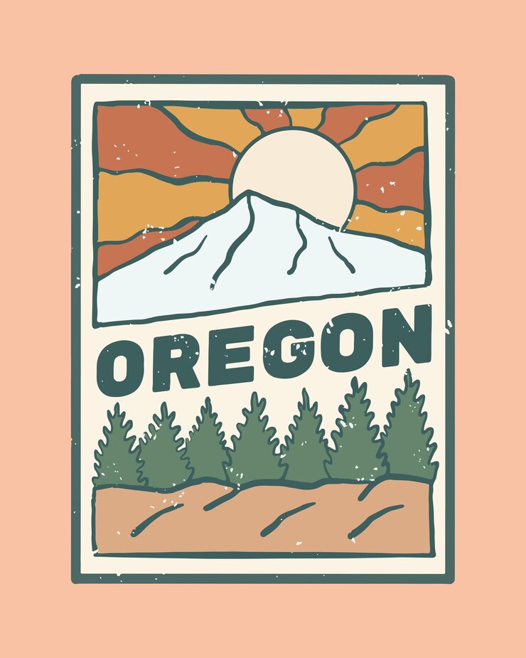 Vector mt hood en oregón vintage dibujo a mano ilustración vectorial para insignia de pegatina de camiseta, etc.