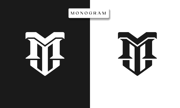 Mt tm mt monograma logo plantilla ilustración vectorial aislado en fondo blanco y negro