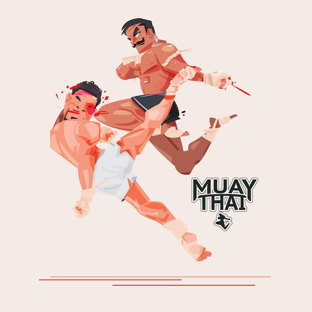 Muay Thai. Boxeo tailandés. Concepto de deporte de combate y artes marciales.