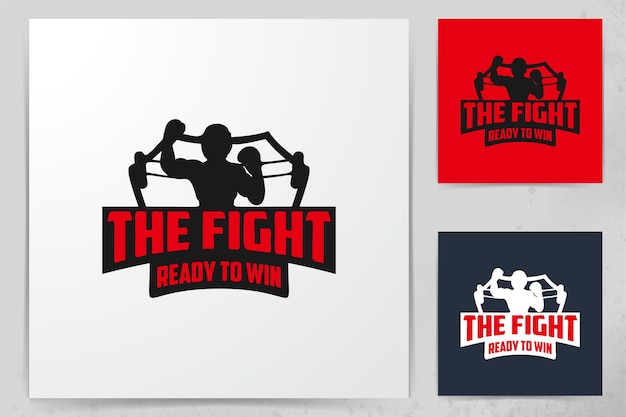 Muay thai, inspiración de diseño de logotipo de insignia de boxeo aislado sobre fondos blancos