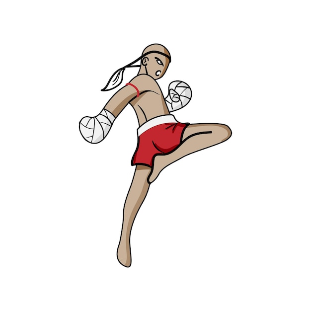Muay thai o kickboxing tailandés. Ilustración y vector de arte marcial