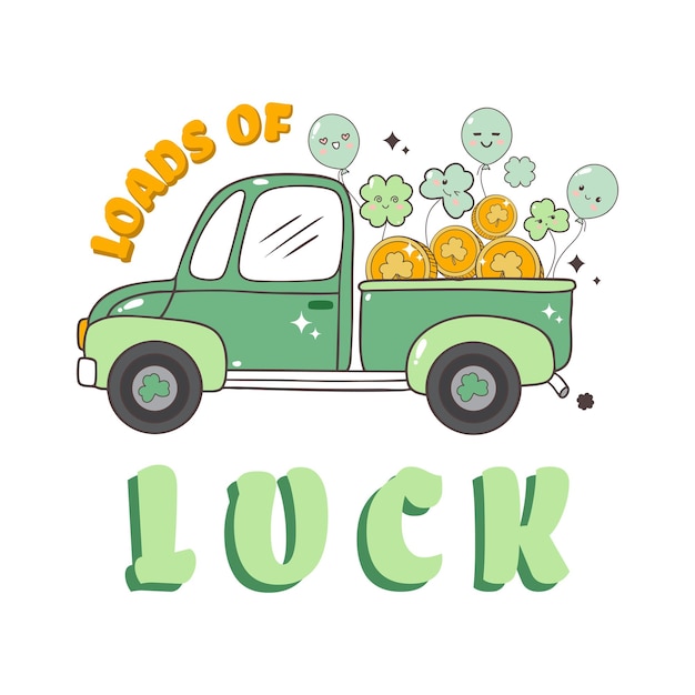 Mucha suerte con el archivo vectorial del camión Diseño de la camiseta del día de San Patricio