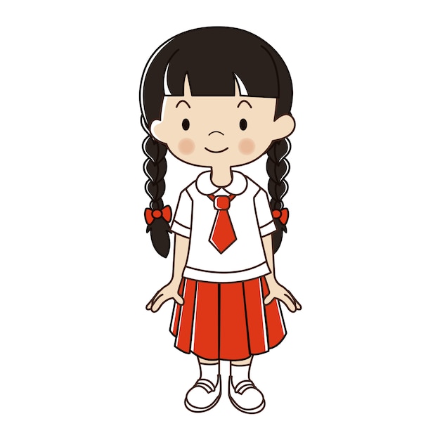 Muchacha tailandesa en la ilustración uniforme del estudiante.
